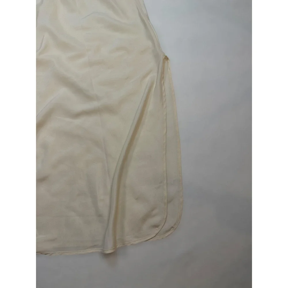 Vintage Lady Lynne Cream Half Slip Midi Skirt Side‎ Slit Lingerie Medium 27 Inch